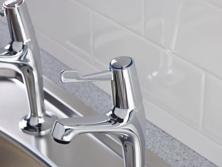 Bristan Value 3" Lever High Neck Basin Pillar Taps 1/2" Chrome VAL2 HNK C CD-Bristan-Oceanair