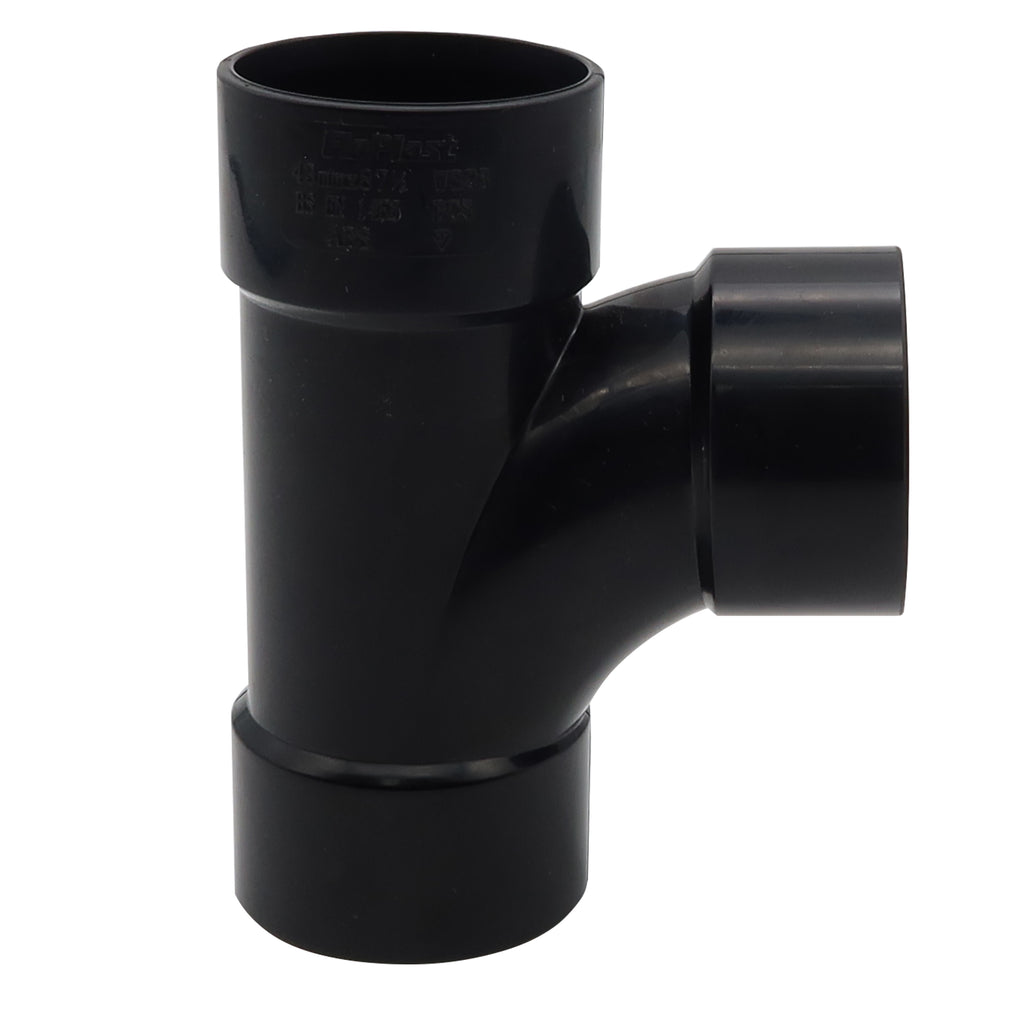 FloPlast ABS Solvent Weld Swept Tee Black 40mm WS23B-Floplast (Via Nmbs)-Oceanair