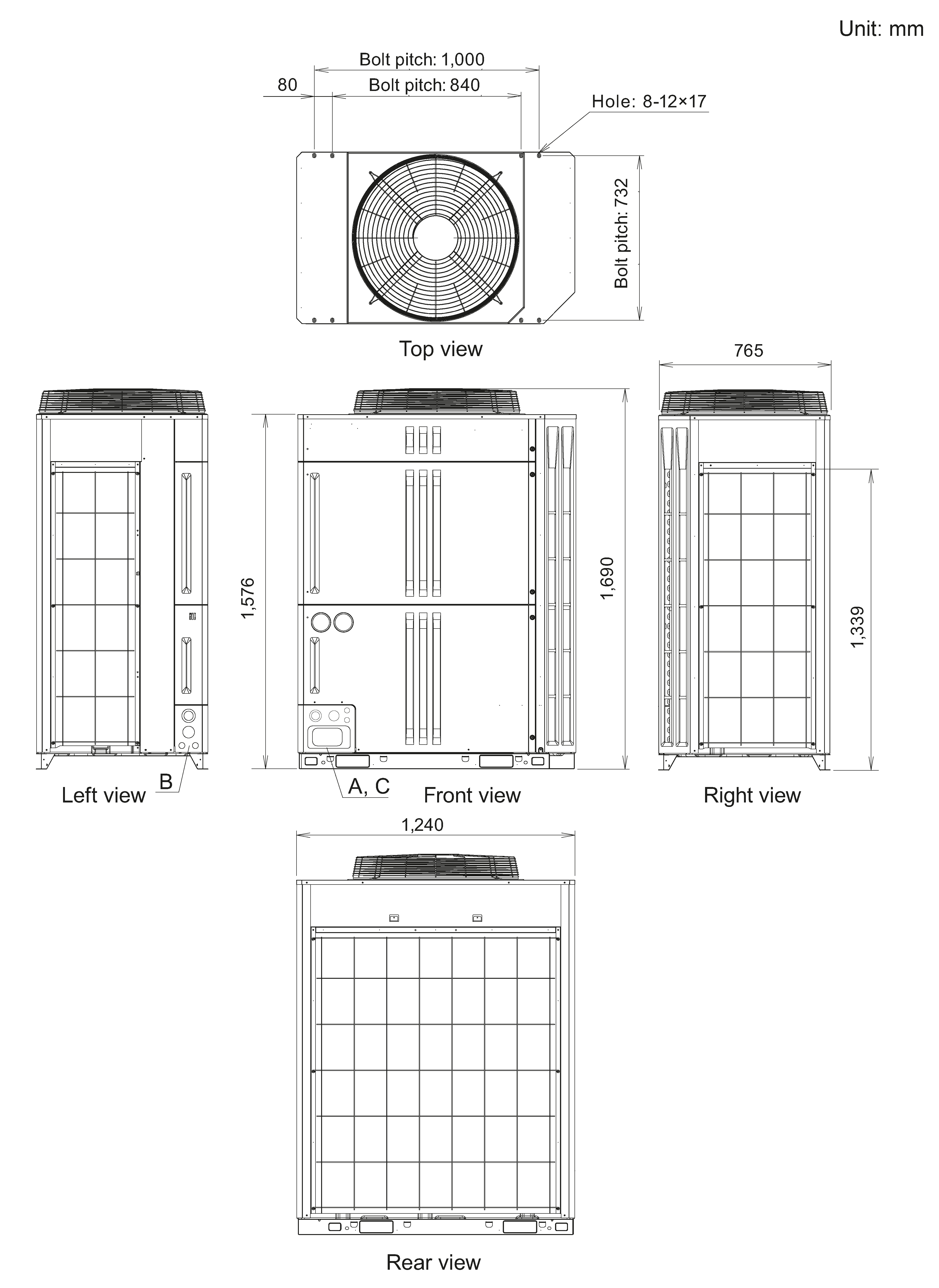 Fujitsu AJY144GALDH 45.0kW VR-IV VRF Outdoor Unit-Fujitsu-Oceanair