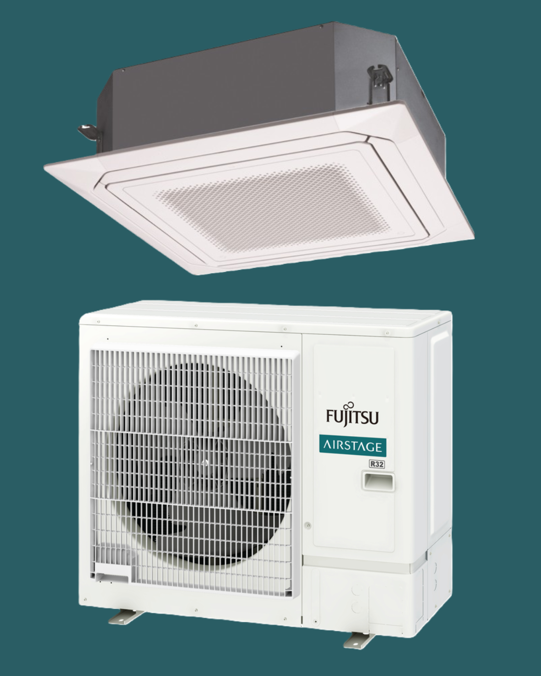 Fujitsu Airstage Eco Circular Cassette Large Rooms 3ph - R32-Fujitsu Airstage-Oceanair