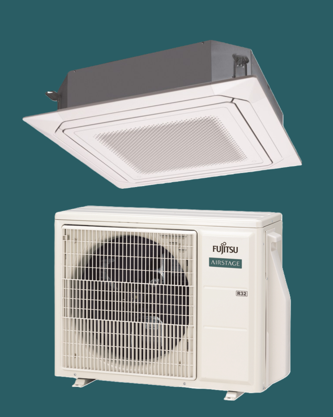 Fujitsu Airstage Eco Circular Cassette Large Rooms 3ph - R32-Fujitsu Airstage-Oceanair