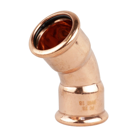 Pressfit M Profile Water 45 Degree Equal Elbow 22mm Copper PFWE/45-22
