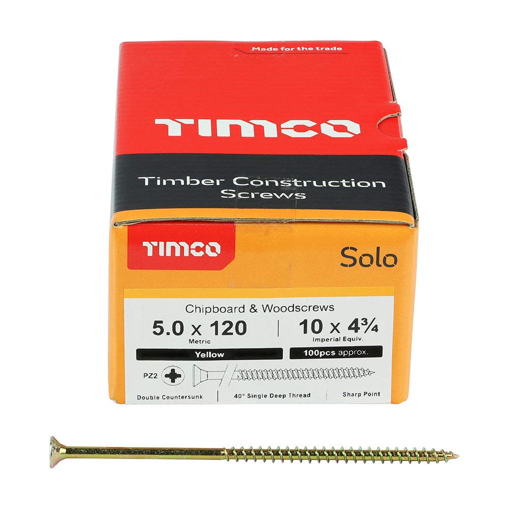 Timco 50120SOLOC Solo Chipboard & Woodscrews PZ2 Double Countersunk front box view