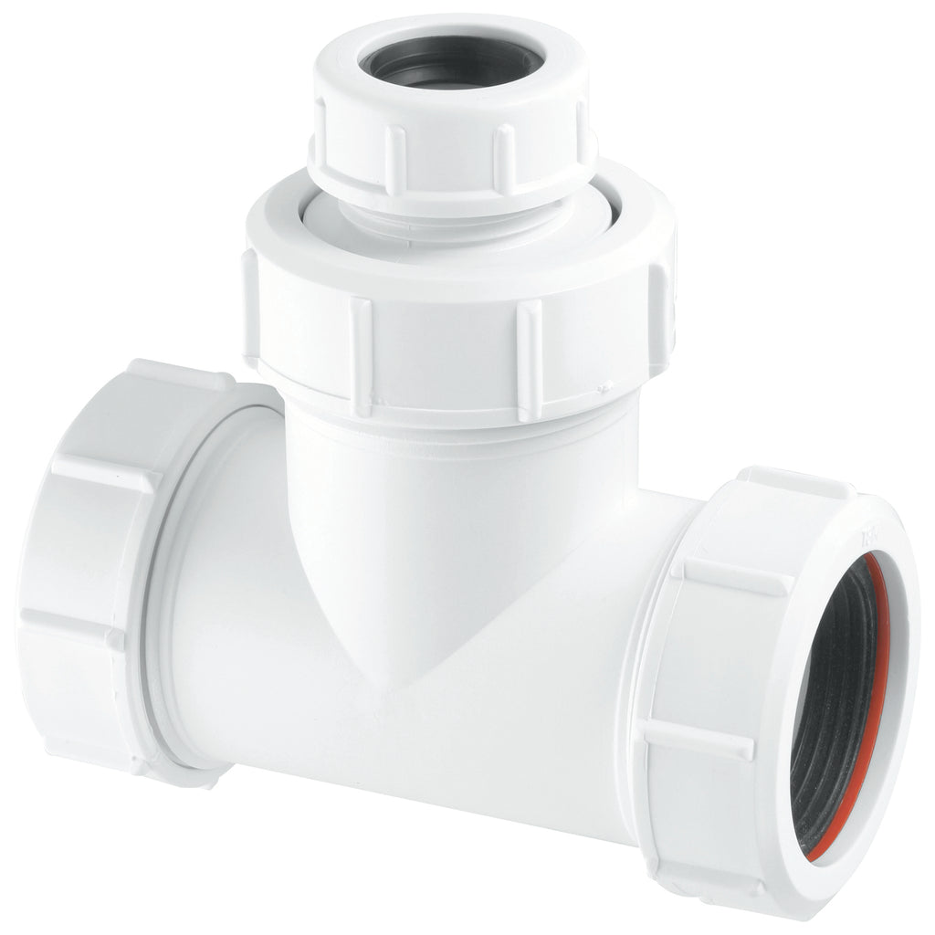 McAlpine V1MX CO 1 1/2" Universal Slip Tee With Condensate Reducer White